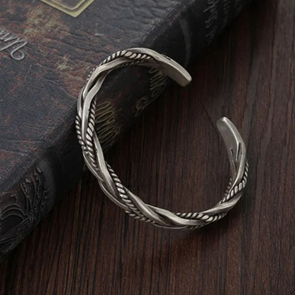 Polished silver cuff bracelet for men | Torin - 6