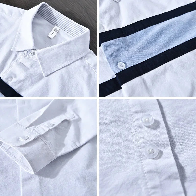 Contrast Panel Stripe Shirt Classic For Men | Nathan
