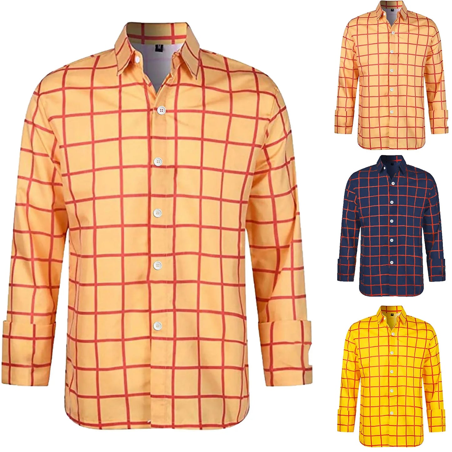 Long Sleeve Plaid Button Shirt Classic For Men | Marvin