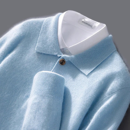 Collared Knit Polo Sweater Cozy For Men | Bellamy