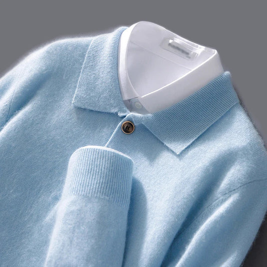 Collared Knit Polo Sweater Cozy For Men | Bellamy