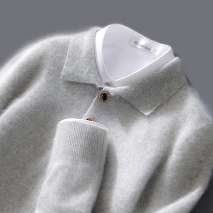Collared Knit Polo Sweater Cozy For Men | Bellamy