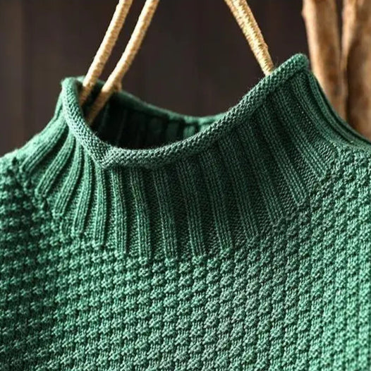 Textured High Neck Sweater Cozy For Women | Elowira