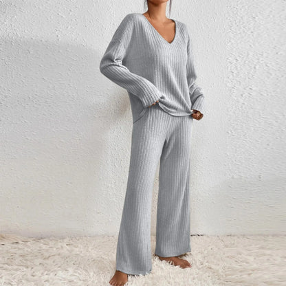 Relaxed Ribbed Two Piece Lounge Set Stylish For Women | Mireva