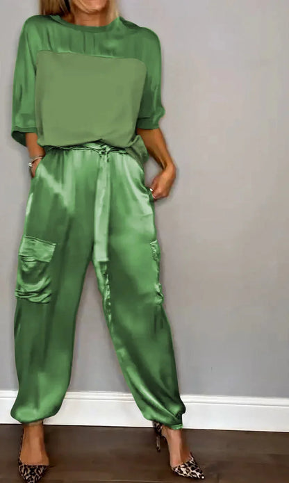 Elegant satin luxe co-ord flowing set for women | Grace -5