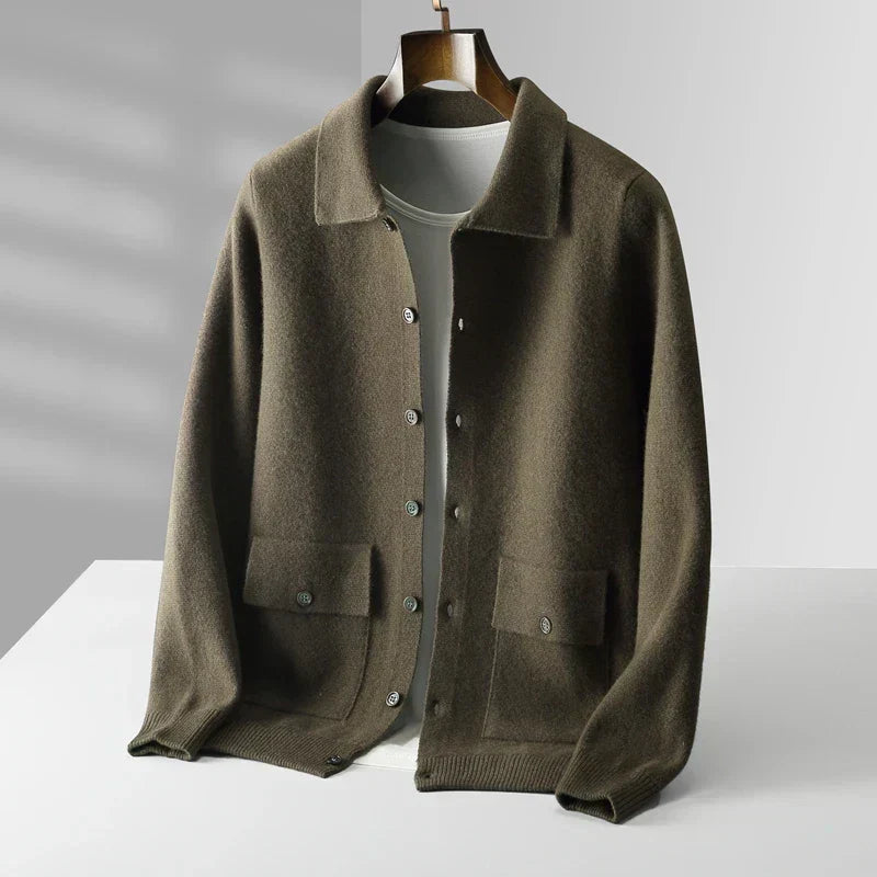 Collared Button Front Cardigan Cozy for Men | Lorenzo