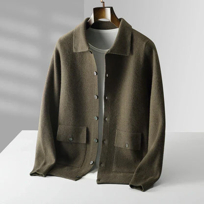 Collared Button Front Cardigan Cozy for Men | Lorenzo