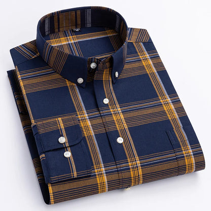 Classic Check Button Down Shirt Refined For Men | Cedric