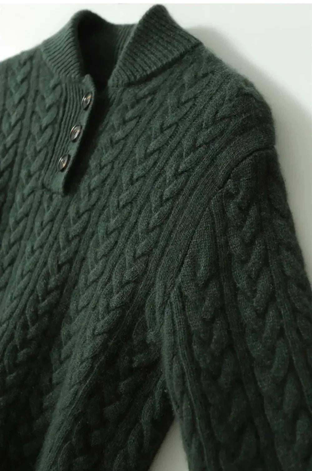 Cable Detail Half Button Sweater Cozy For Women | Isabelle