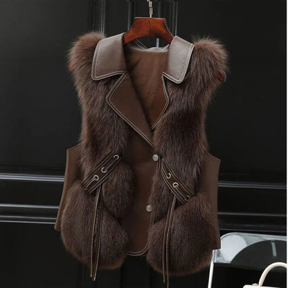 Luxurious faux fur sleeveless gilet for women | Regal - 5