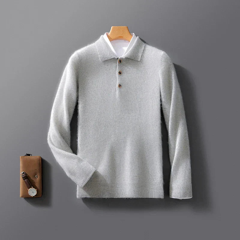 Collared Knit Polo Sweater Cozy For Men | Bellamy