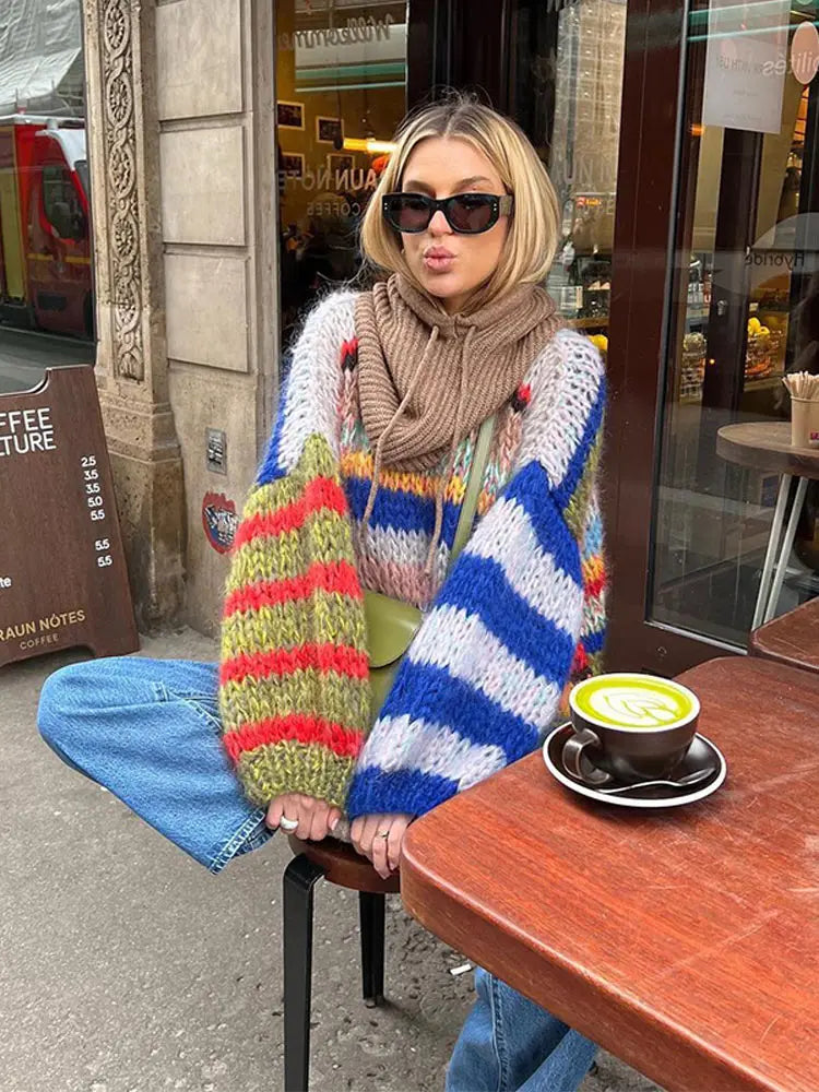 Cosy multicolour mohair everyday sweater for women | Zoé - 2