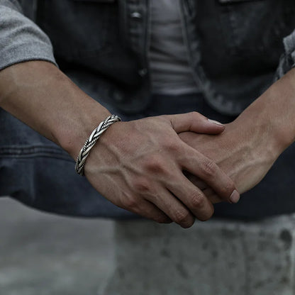 Polished silver cuff bracelet for men | Torin - 2