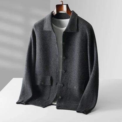 Collared Button Front Cardigan Cozy for Men | Lorenzo