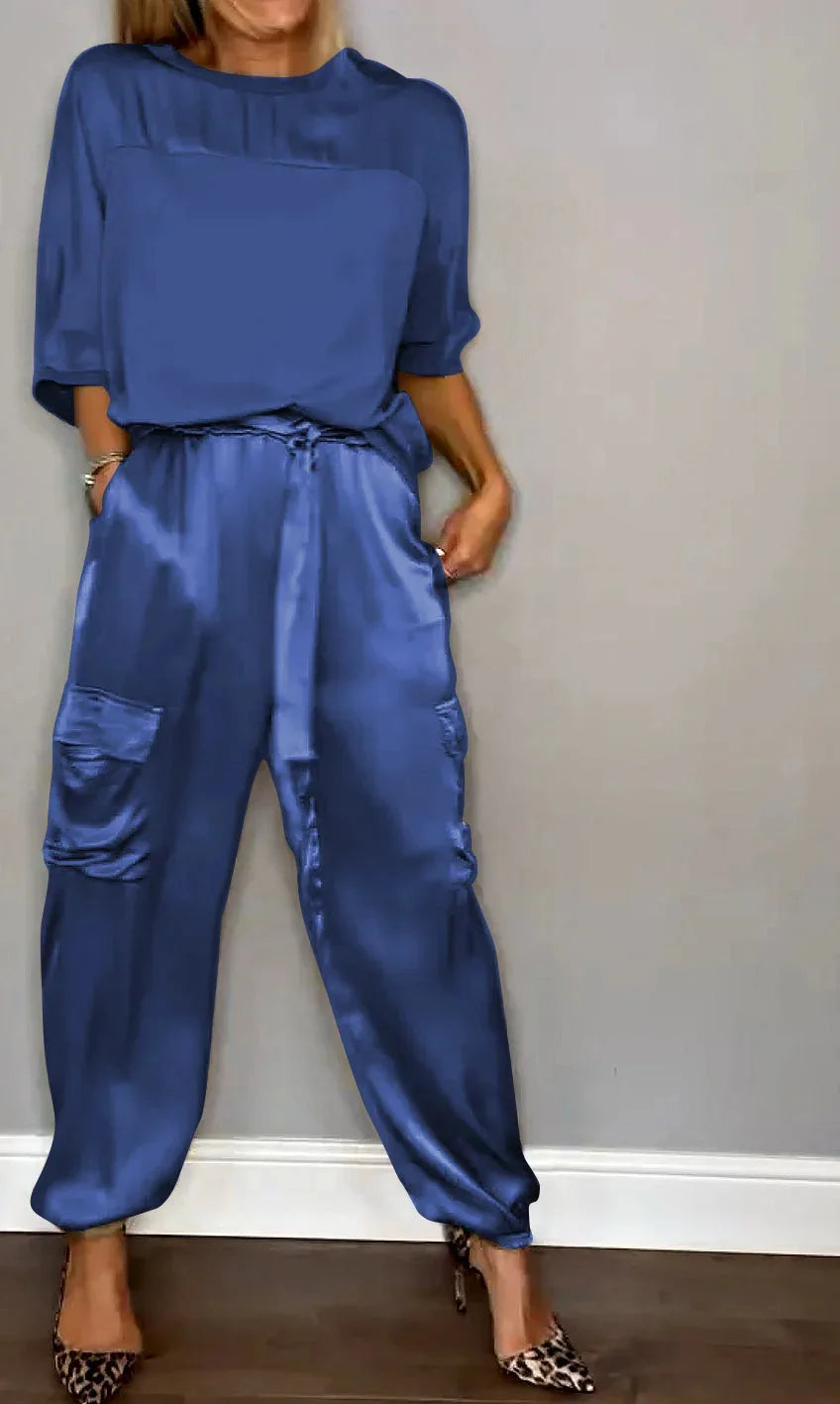 Elegant satin luxe co-ord flowing set for women | Grace -7