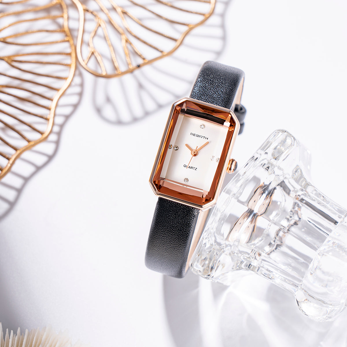 Classic leather strap wristwatch for women | Aurora - 8
