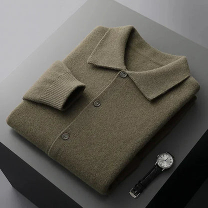Collared Button Front Cardigan Cozy for Men | Lorenzo