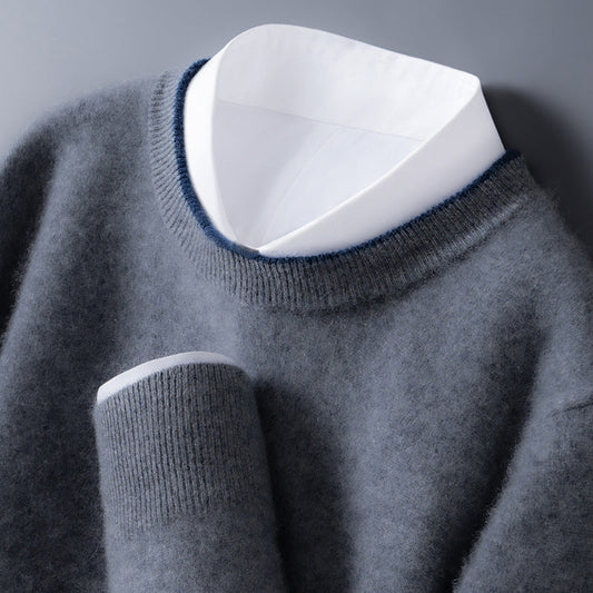 Contrast Trim Crew Neck Sweater Cozy for Men | Hartley
