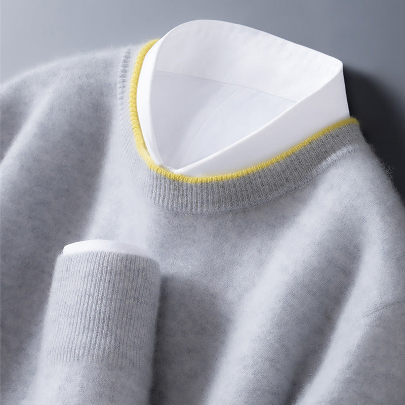 Contrast Trim Crew Neck Sweater Cozy for Men | Hartley