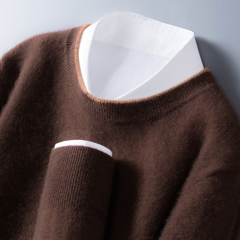 Contrast Trim Crew Neck Sweater Cozy for Men | Hartley