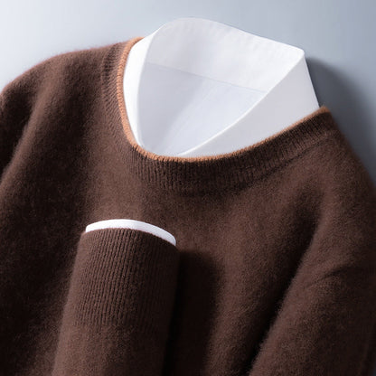 Contrast Trim Crew Neck Sweater Cozy for Men | Hartley