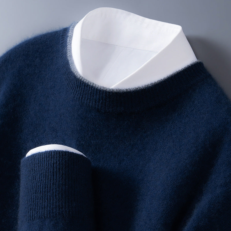 Contrast Trim Crew Neck Sweater Cozy for Men | Hartley