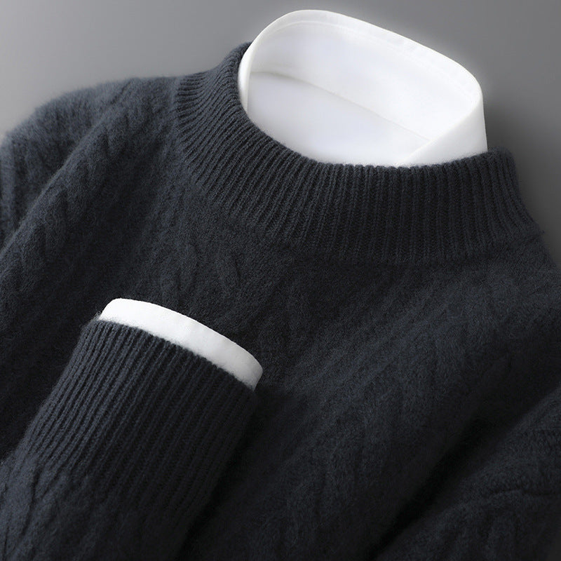 Cable Knit Crew Neck Sweater Cozy for Men | Evander