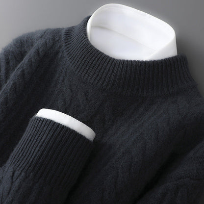 Cable Knit Crew Neck Sweater Cozy for Men | Evander