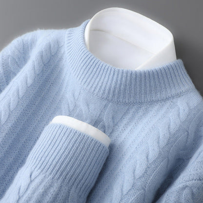 Cable Knit Crew Neck Sweater Cozy for Men | Evander