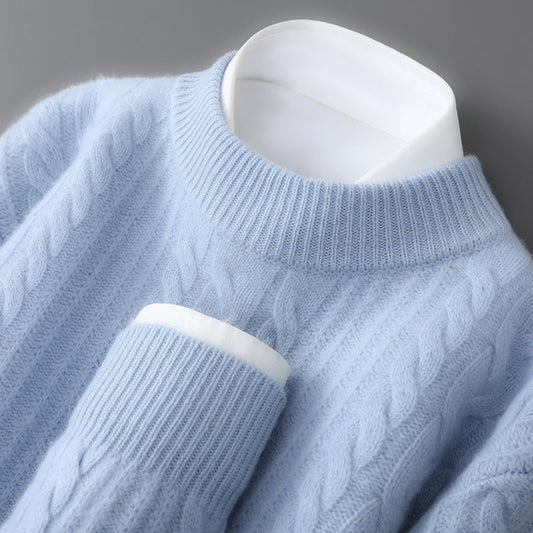 Cable Knit Crew Neck Sweater Cozy for Men | Evander