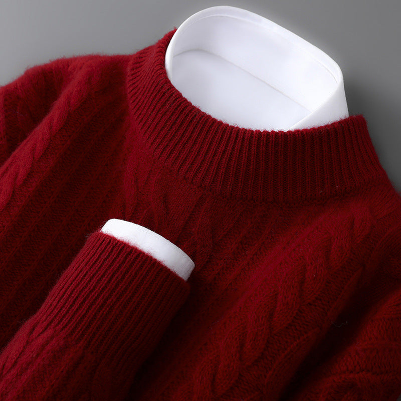 Cable Knit Crew Neck Sweater Cozy for Men | Evander