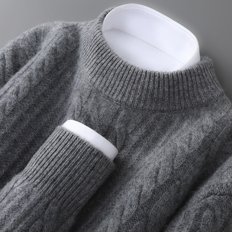 Cable Knit Crew Neck Sweater Cozy for Men | Evander