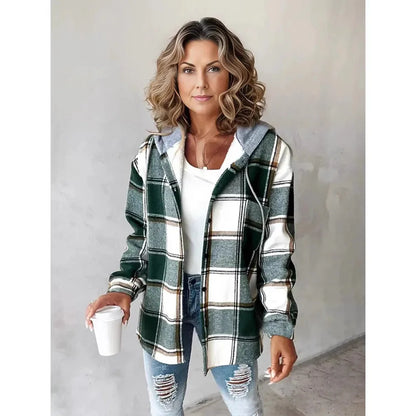 Plaid Hooded Coat Stylish for Women | Brielle