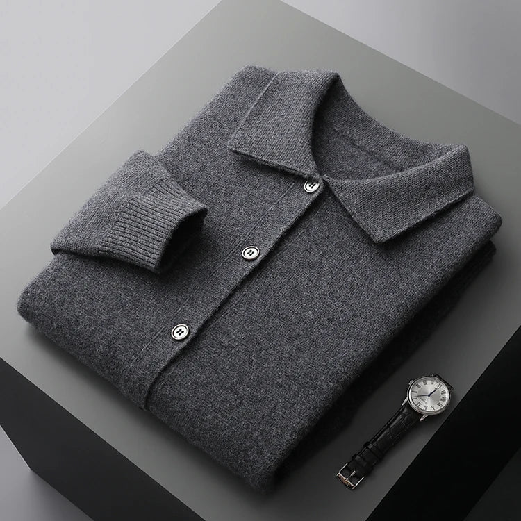 Collared Button Front Cardigan Cozy for Men | Lorenzo