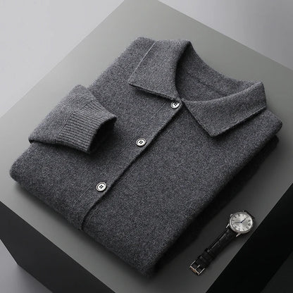 Collared Button Front Cardigan Cozy for Men | Lorenzo