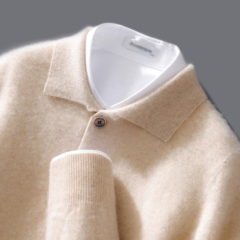 Collared Knit Polo Sweater Cozy For Men | Bellamy