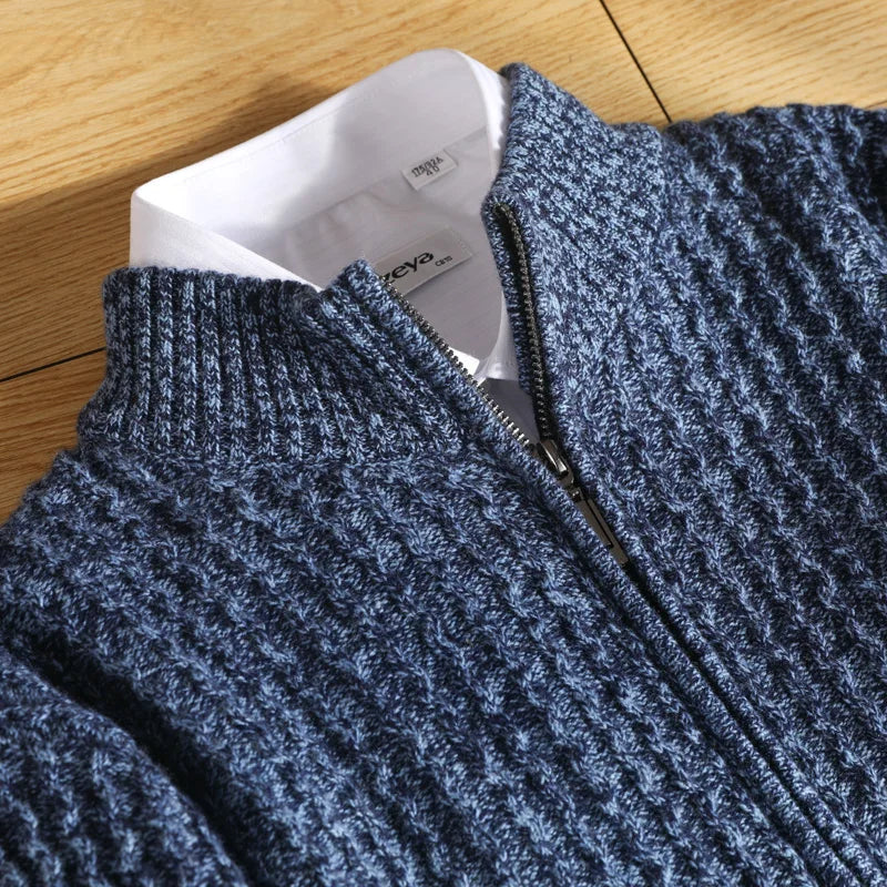 Textured Zip Front Sweater Cozy For Men | Bennett