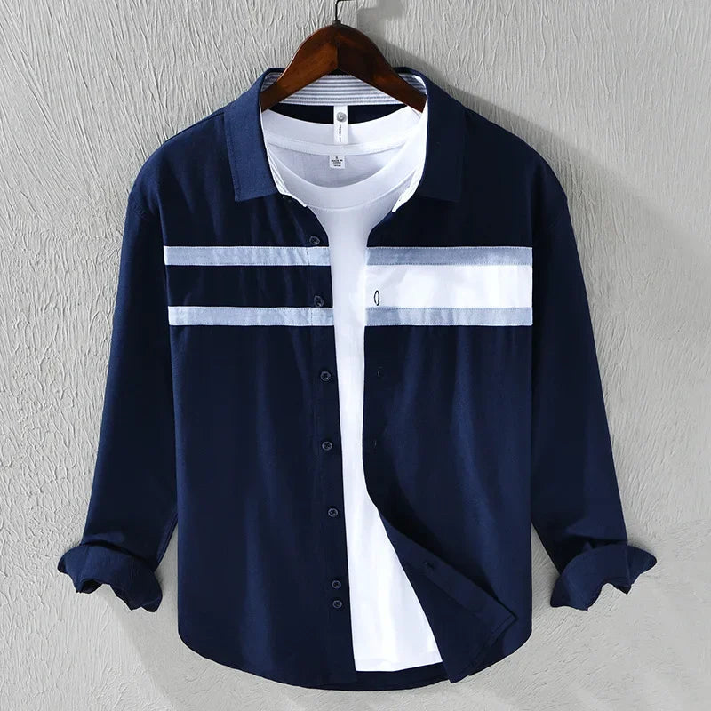 Contrast Panel Stripe Shirt Classic For Men | Nathan