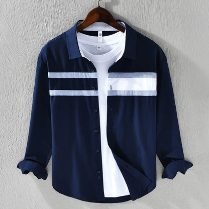 Contrast Panel Stripe Shirt Classic For Men | Nathan