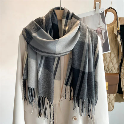 Classic Plaid Fringe Scarf Elegant For Women | Elowenra