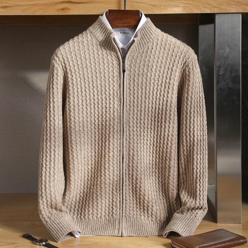 Textured Zip Front Sweater Cozy For Men | Bennett