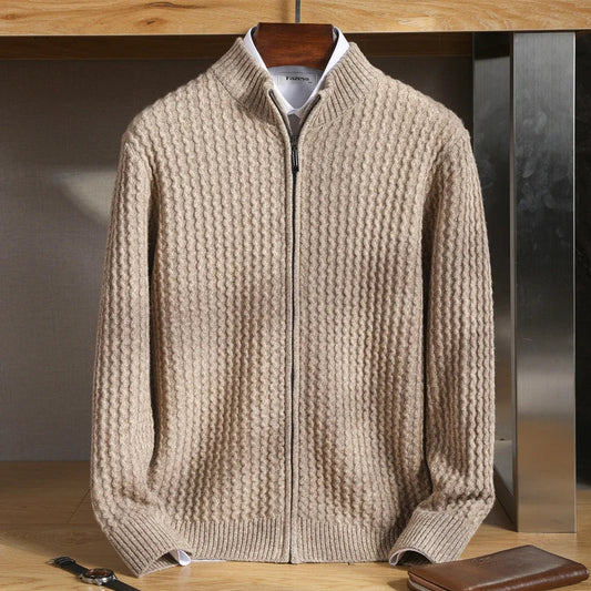Textured Zip Front Sweater Cozy For Men | Bennett