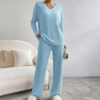 Relaxed Ribbed Two Piece Lounge Set Stylish For Women | Mireva