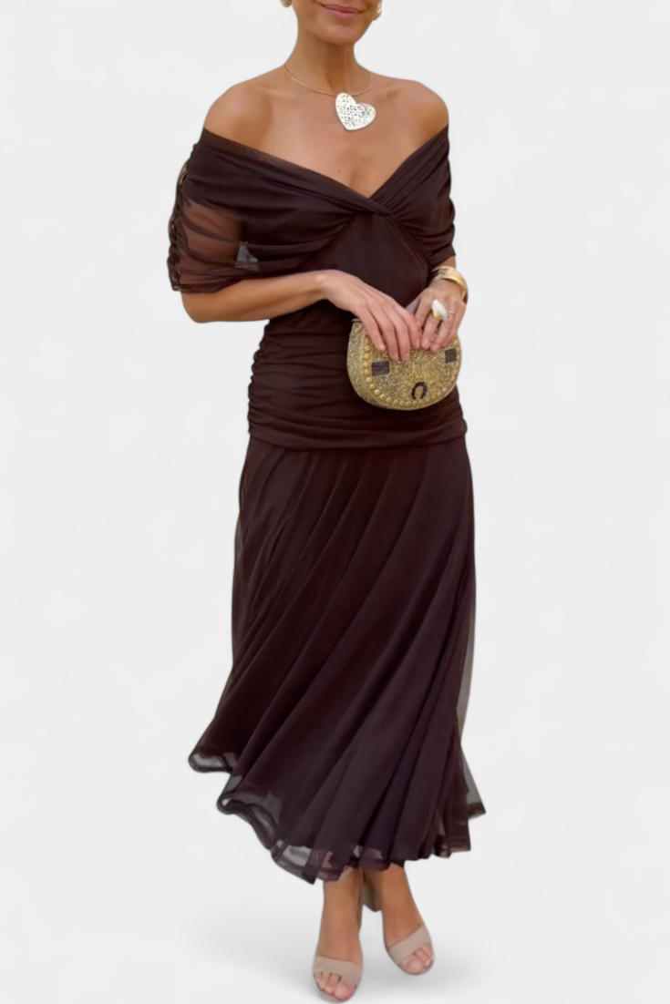 Long floral V-neck everyday casual dress for women | Vivian -8