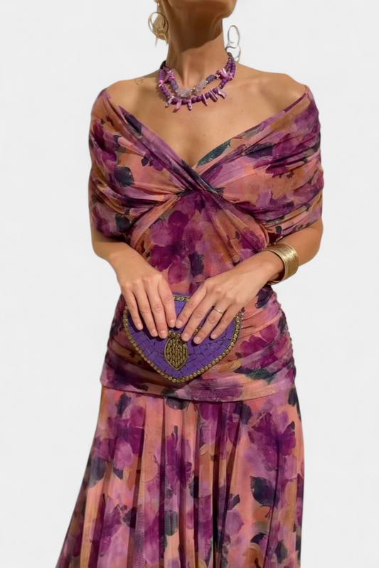 Romantic floral print maxi dress for men | Eloria - 1