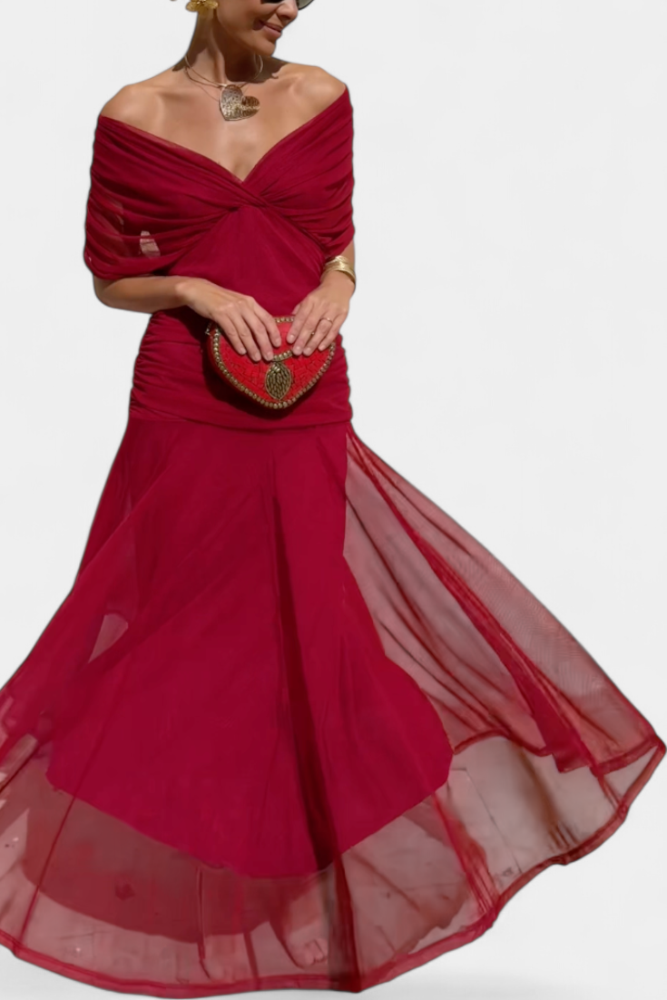 Long floral V-neck everyday casual dress for women | Vivian -14