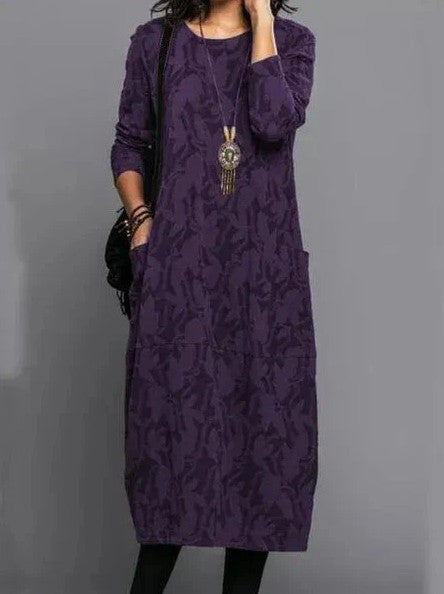 Long Sleeve Printed Midi Dress Chic for Women | Mirella