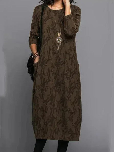 Long Sleeve Printed Midi Dress Chic for Women | Mirella