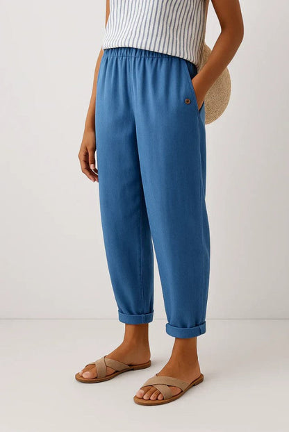 Relaxed timeless everyday linen trousers for women | Romina -3