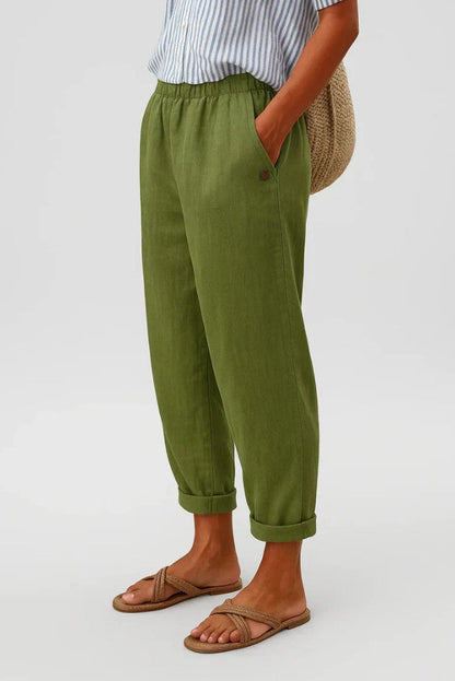 Relaxed timeless everyday linen trousers for women | Romina -4